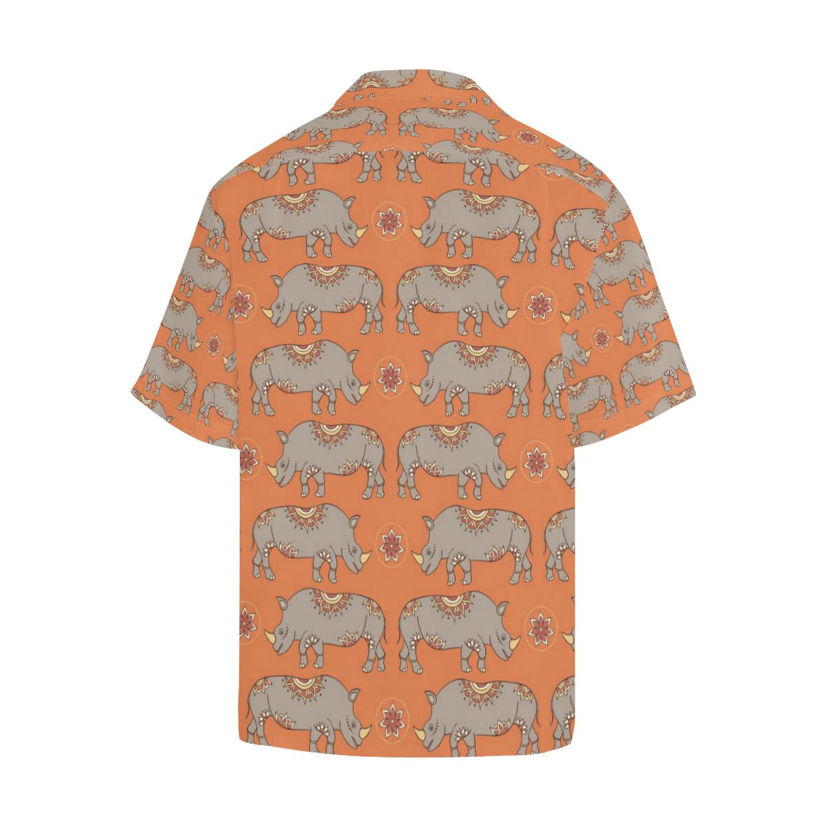 Rhino Pattern Theme Mens All Over Print Hawaiian Shirt