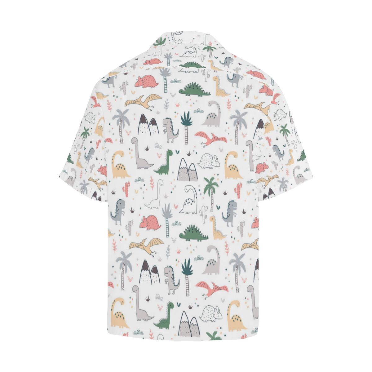 Cute Cartoon Dinosaurs Tree Pattern Mens All Over Print Hawaiian Shirt