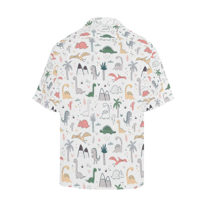 Cute Cartoon Dinosaurs Tree Pattern Mens All Over Print Hawaiian Shirt