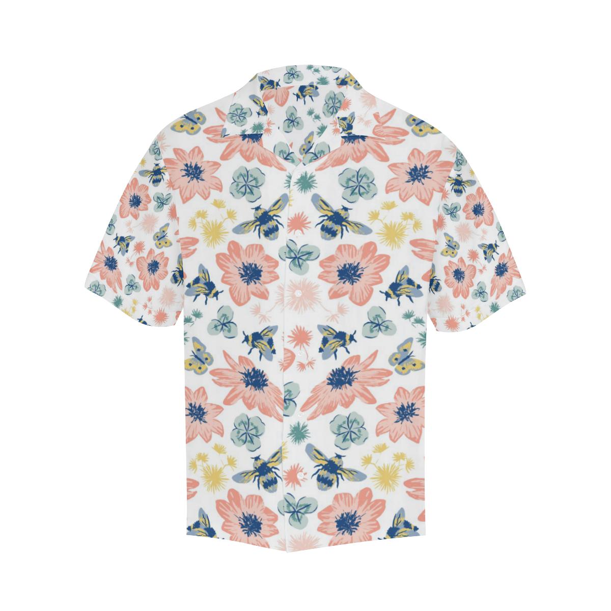 Hand Drawn Bee Pattern Mens All Over Print Hawaiian Shirt