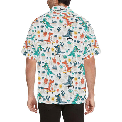 Cute Crocodile Pattern Mens All Over Print Hawaiian Shirt
