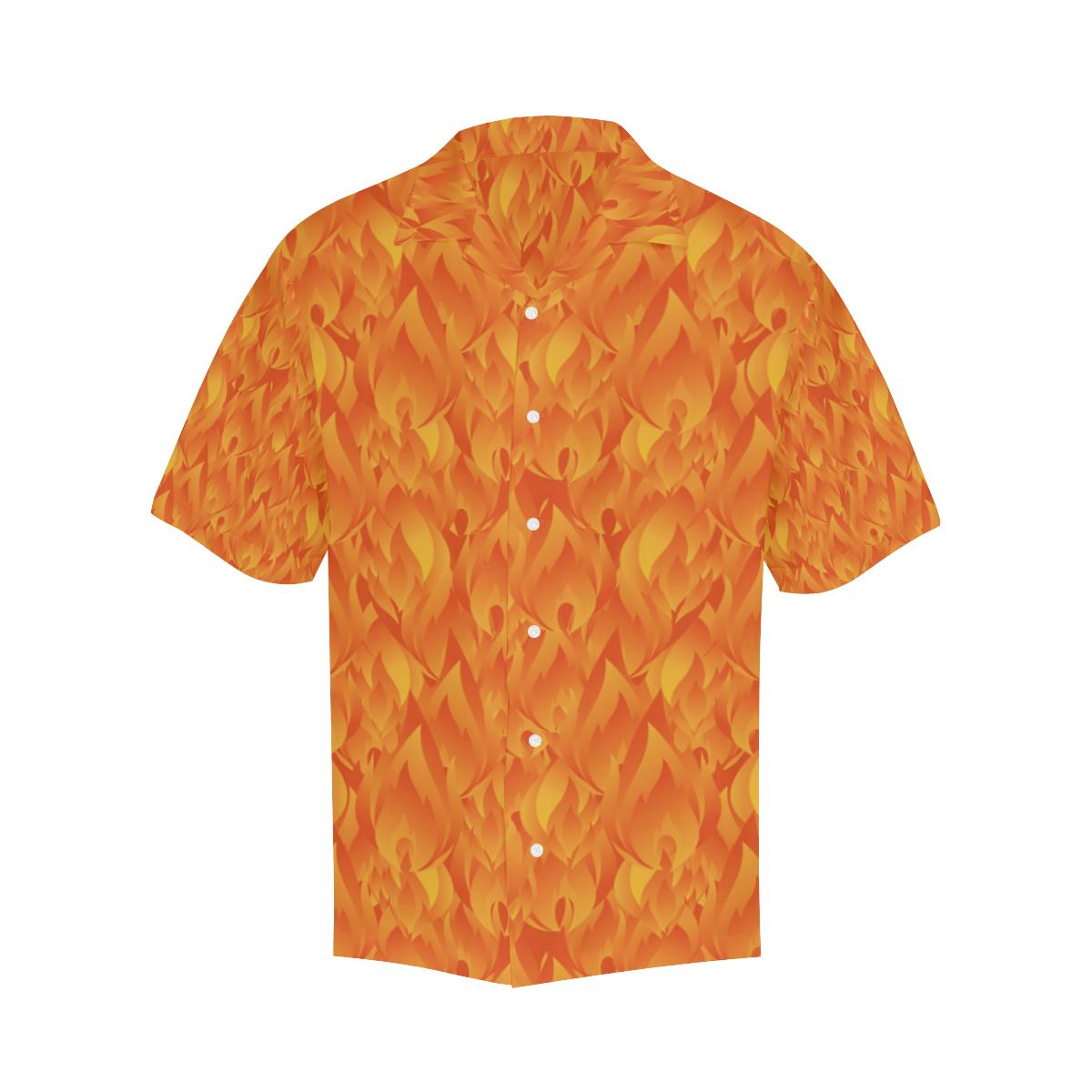 Red Flame Fire Pattern Mens All Over Print Hawaiian Shirt