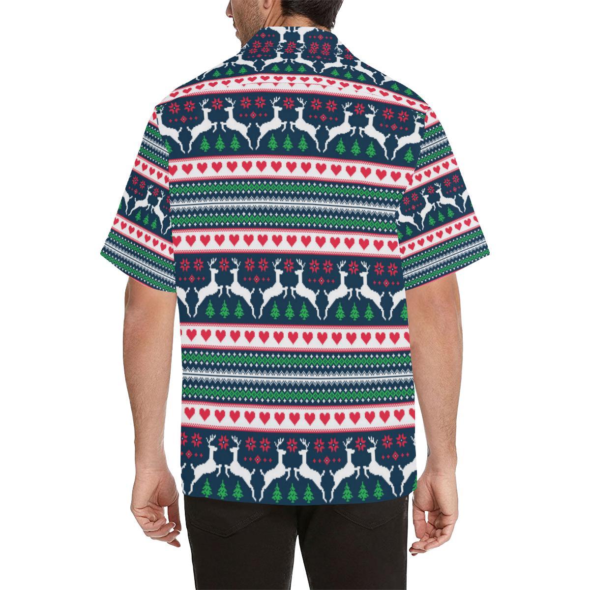 Reindeer Pattern Print Design Hawaiian Shirt