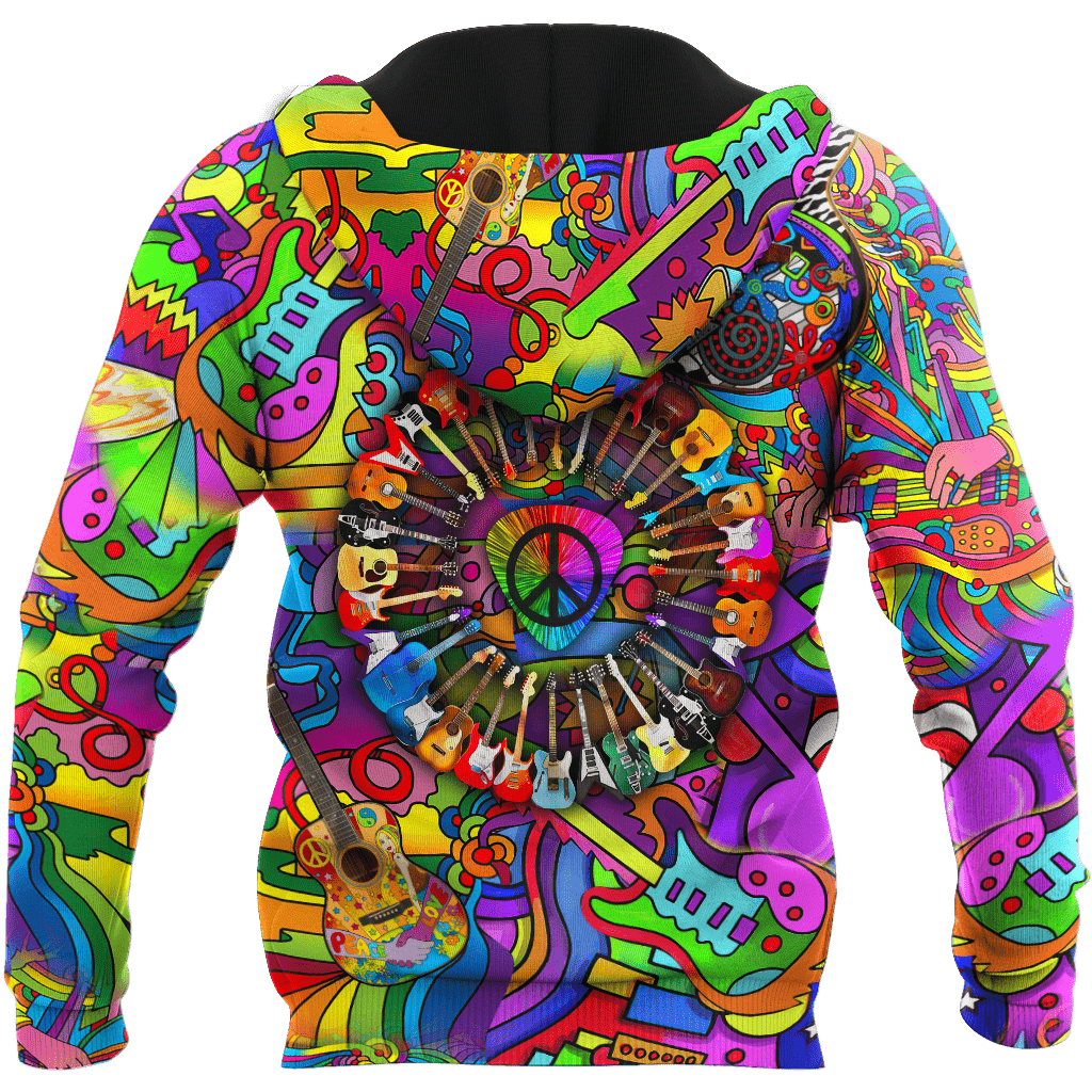 Amazing Guitar Hippie Color Hawaii Shirt Ml Hawaiian