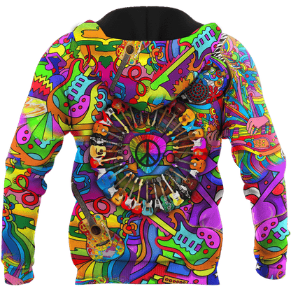 Amazing Guitar Hippie Color Hawaii Shirt Ml Hawaiian