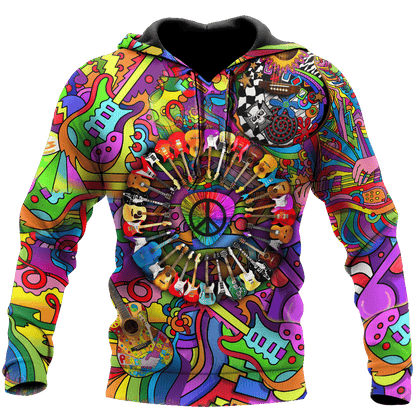 Amazing Guitar Hippie Color Hawaii Shirt Ml Hawaiian