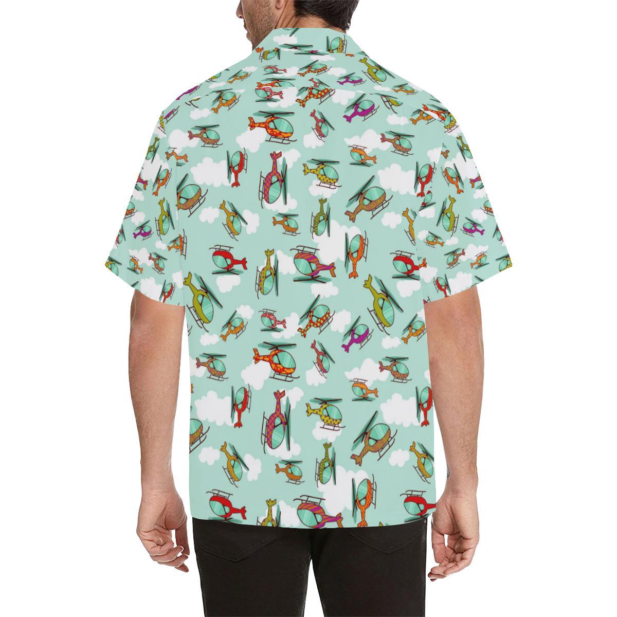Helicopter Design Pattern Mens All Over Print Hawaiian Shirt