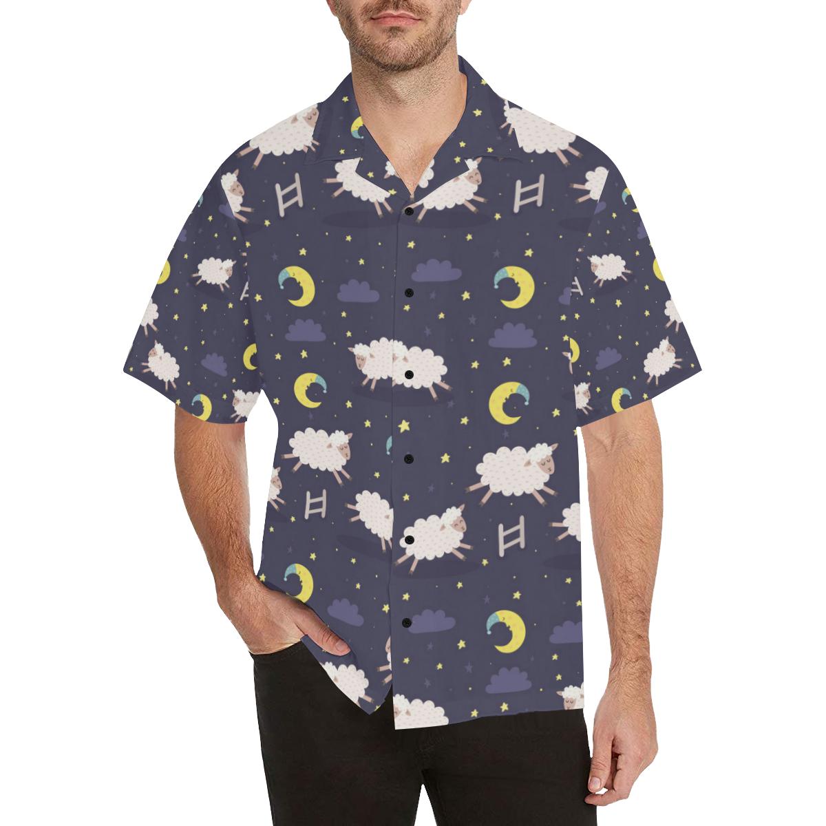 Sheep Night Pattern Print Design Hawaiian Shirt