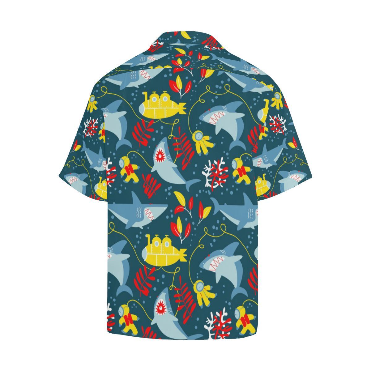 Shark Pattern Mens All Over Print Hawaiian Shirt