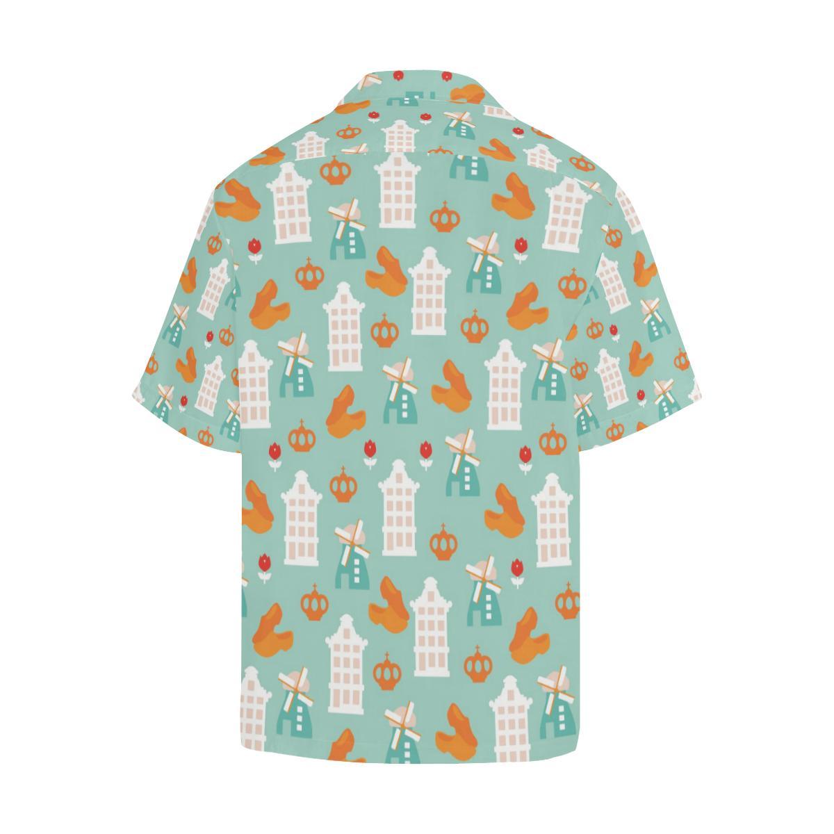 Windmill Pattern Theme Mens All Over Print Hawaiian Shirt