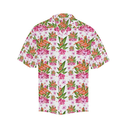 Flamingo Pink Hibiscus Pattern Mens All Over Print Hawaiian Shirt