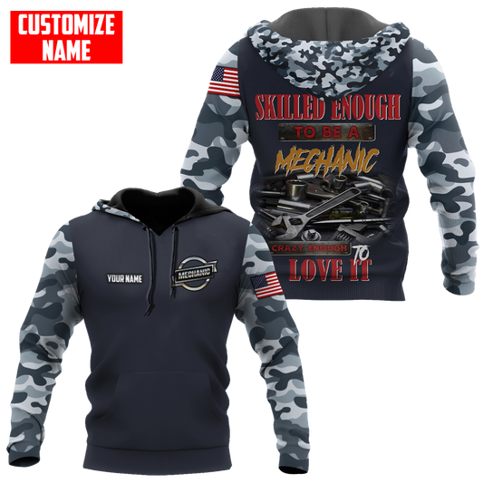 Mechanic Version Camo Personalized NameFlag All Over Printed Hoodie