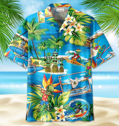 Amazing Alien Summer Tropical Hawaiian Aloha Shirts #6521DH