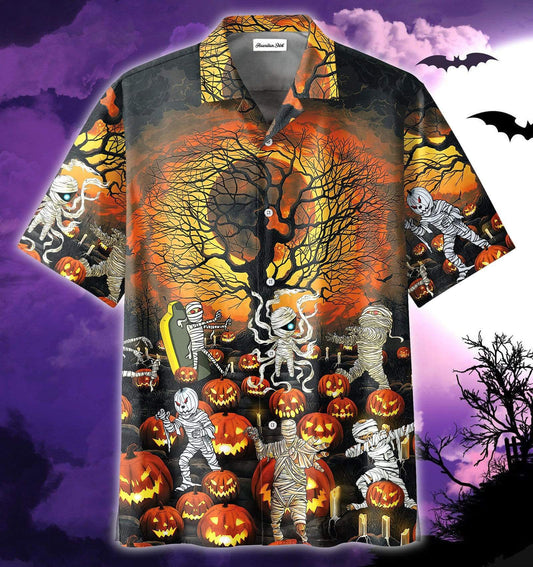 Amazing Mummies in Halloween Night Unisex Hawaiian Shirts