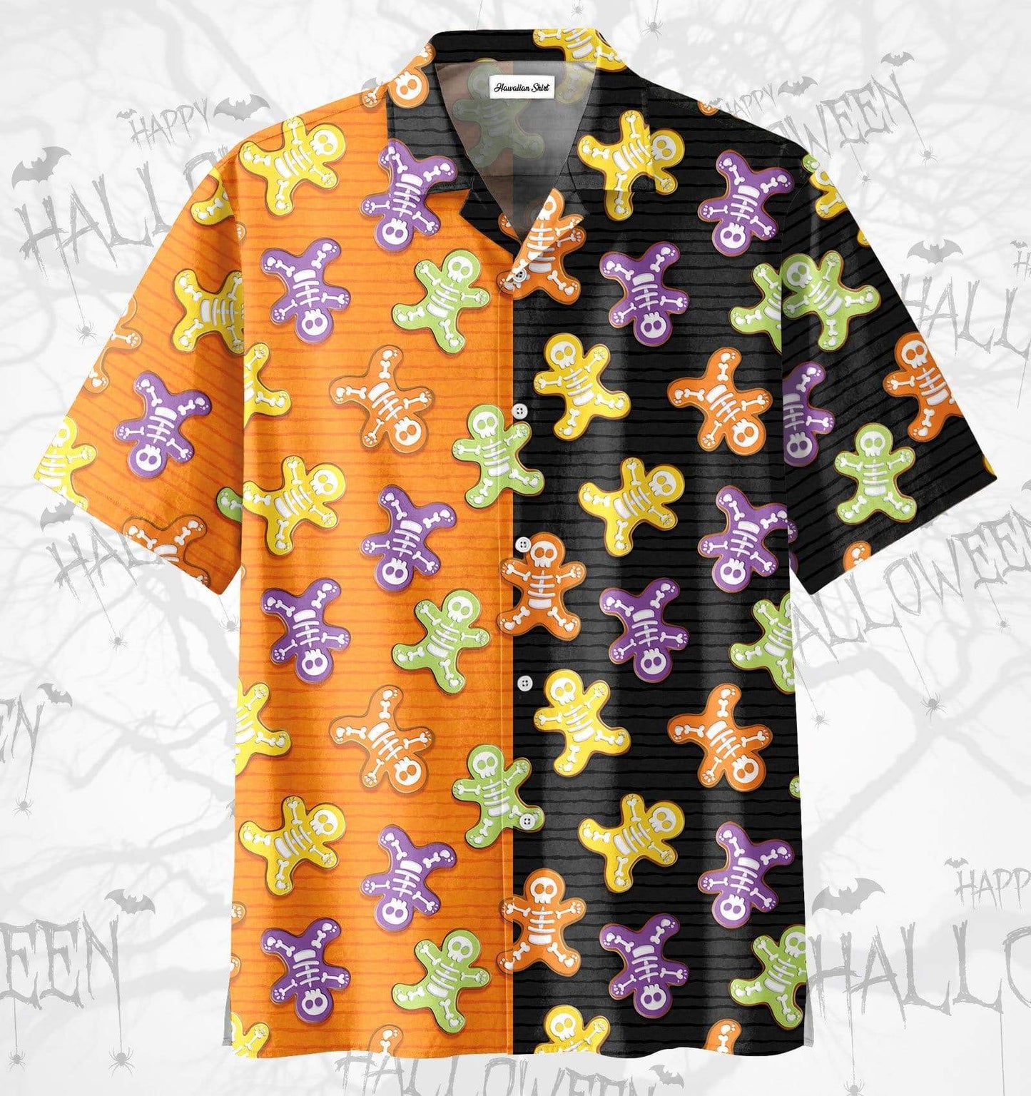 Amazing Skeleton Cookie Halloween Hawaiian Aloha Shirts