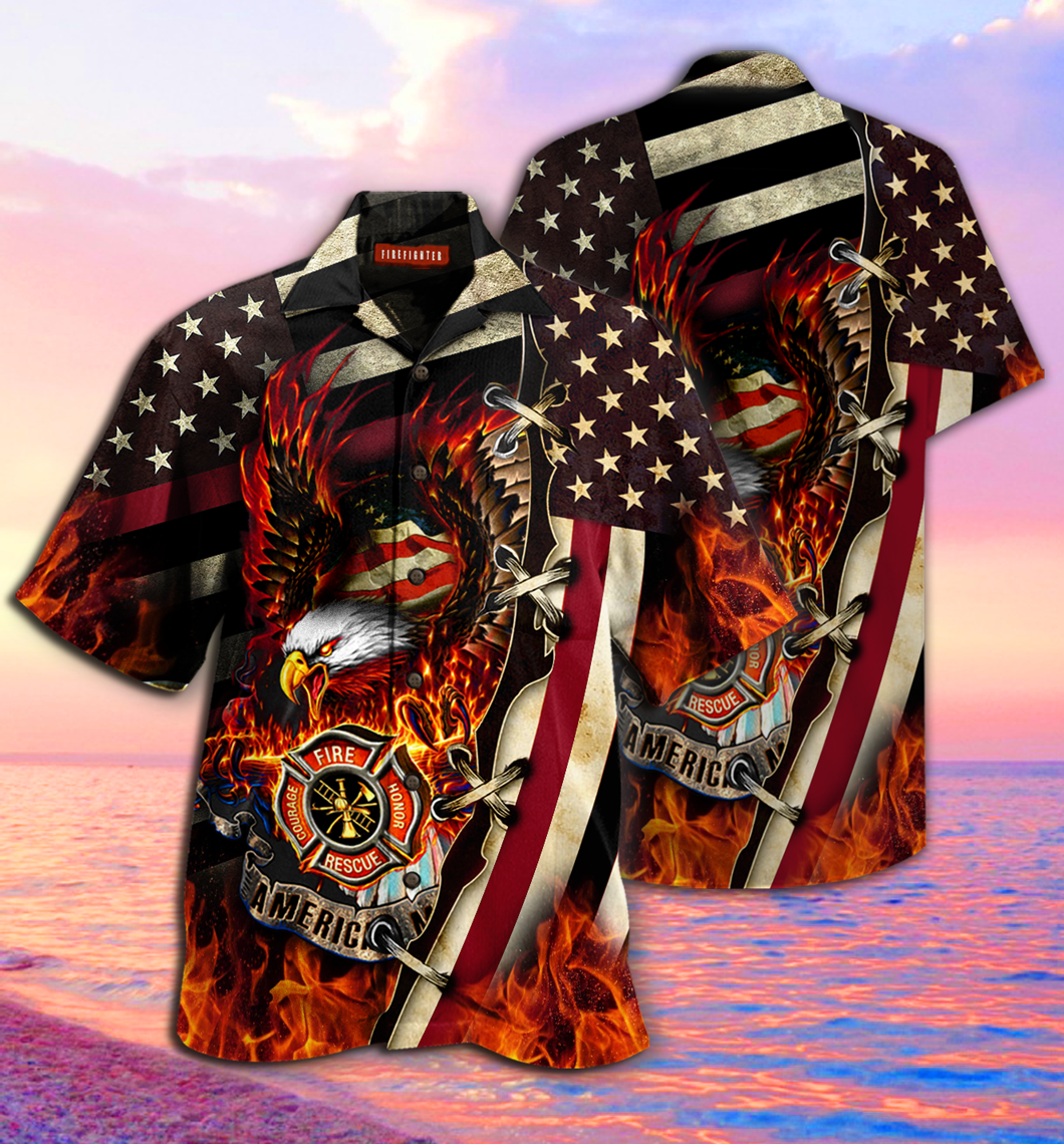 American Firefighter Christmas Hawaiian Shirt