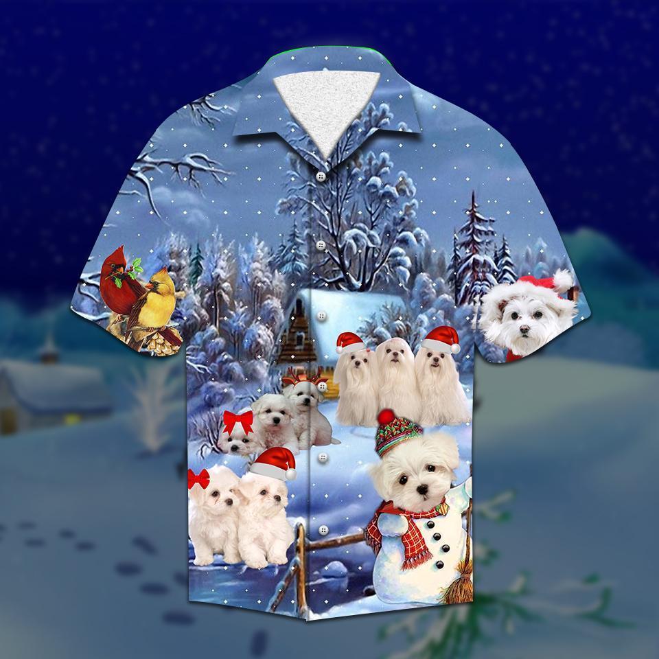 Maltese Christmas Hawaiian Shirt Santa Aloha