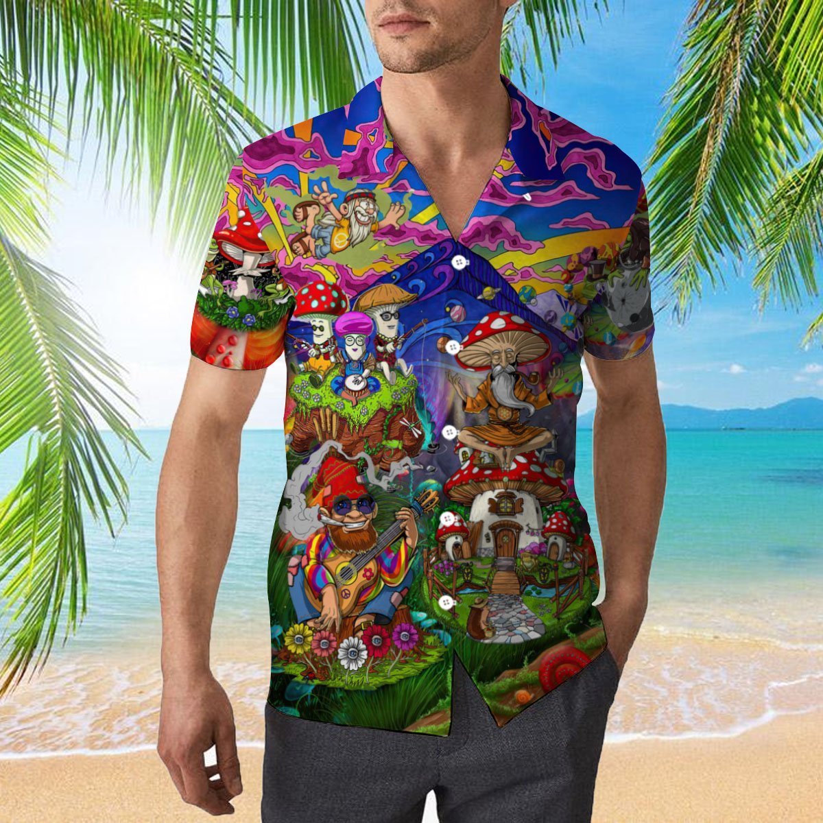 OragonTee Hippie Mushroom Hawaiian Shirt | For Men & Women | Adult | WT1001