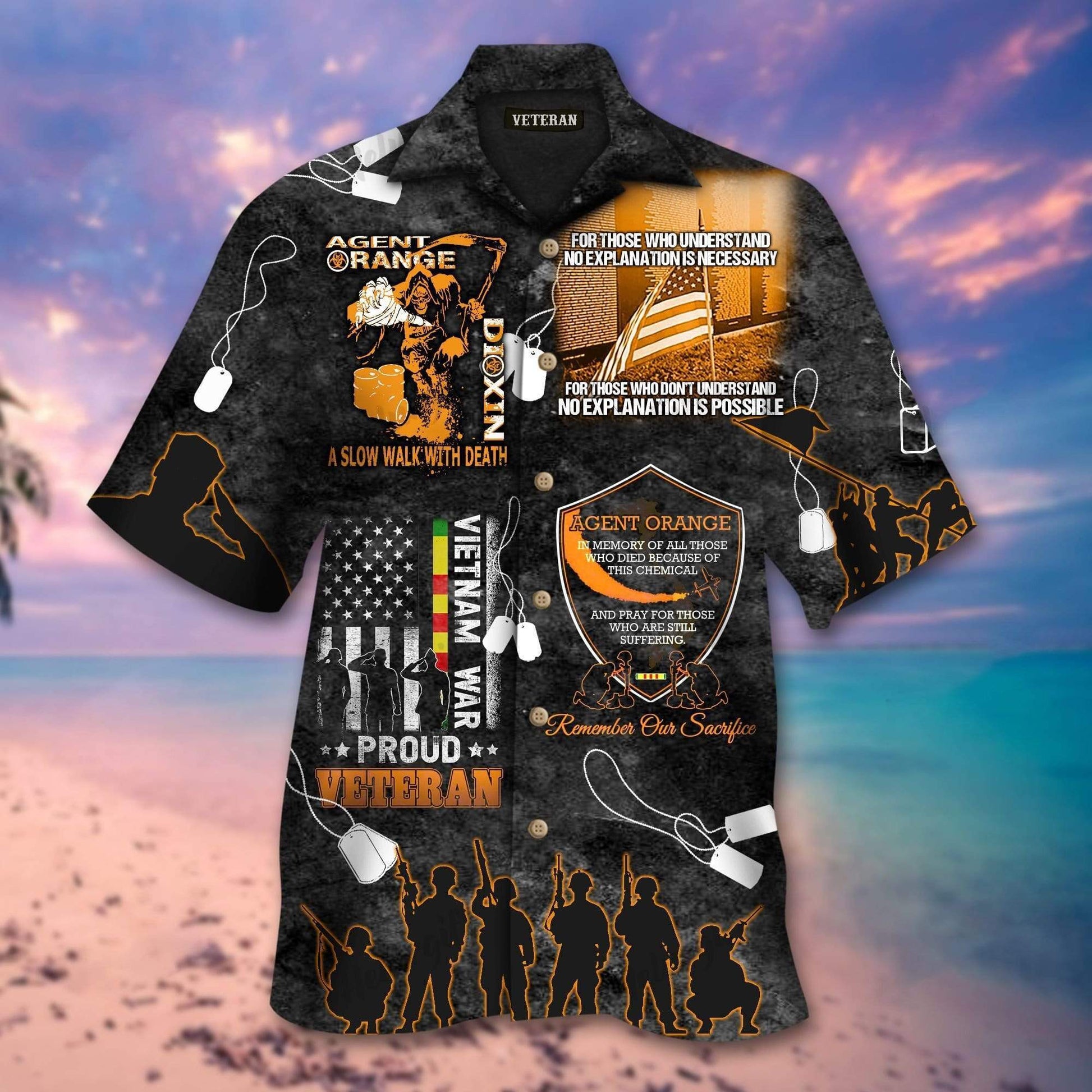 Agent Orange Proud Vietnam Veteran Memorial Hawaiian Aloha Shirts #L