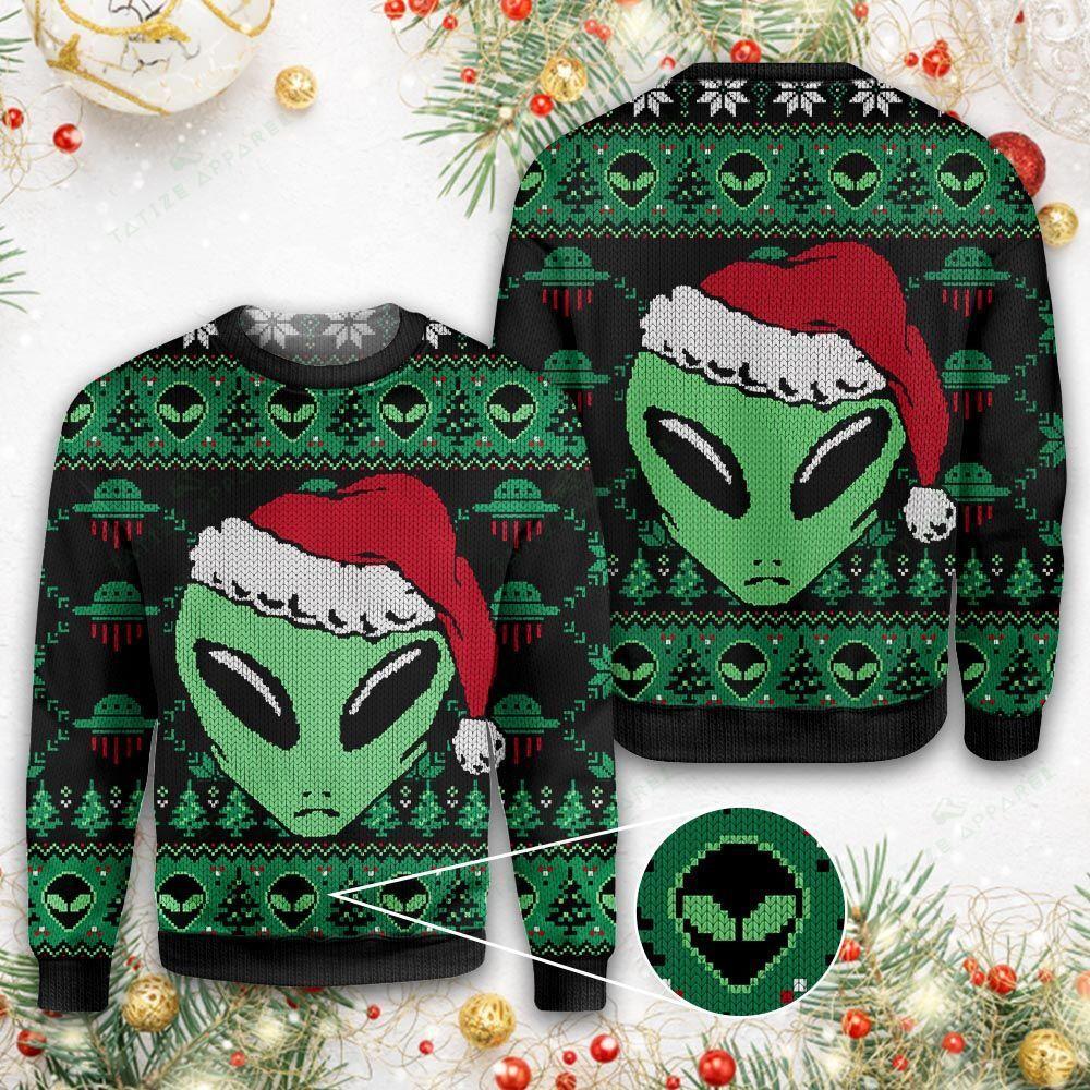 Green Aliens Ugly Christmas Sweater 