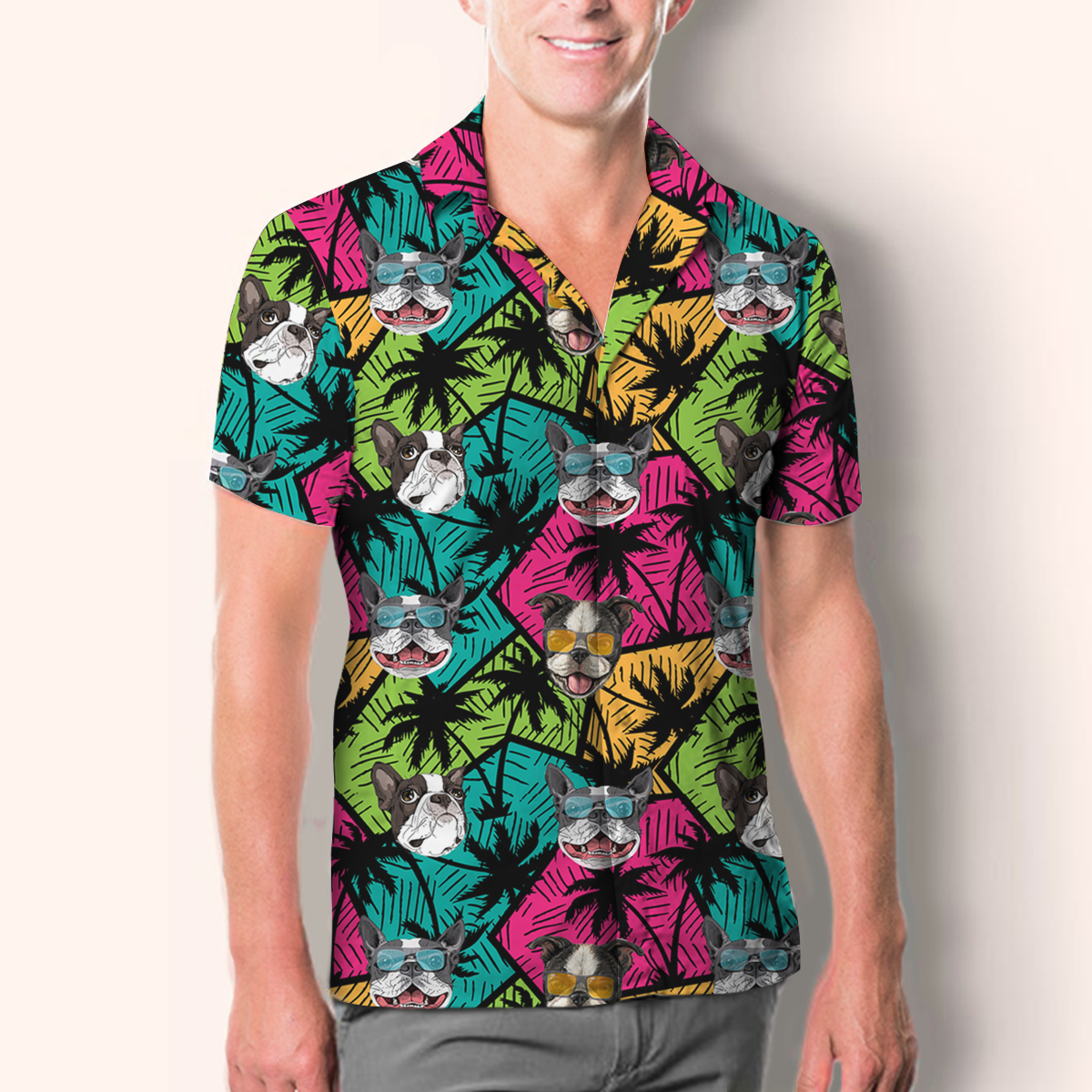 Aloha Hawaiian Boston Terrier Shirt