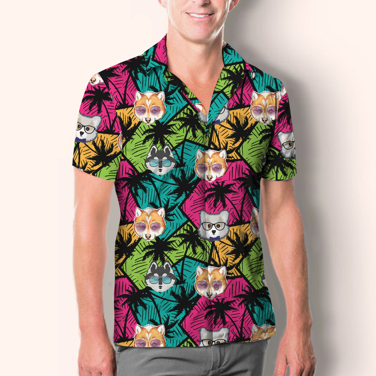 Aloha Hawaiian Pomsky Shirt