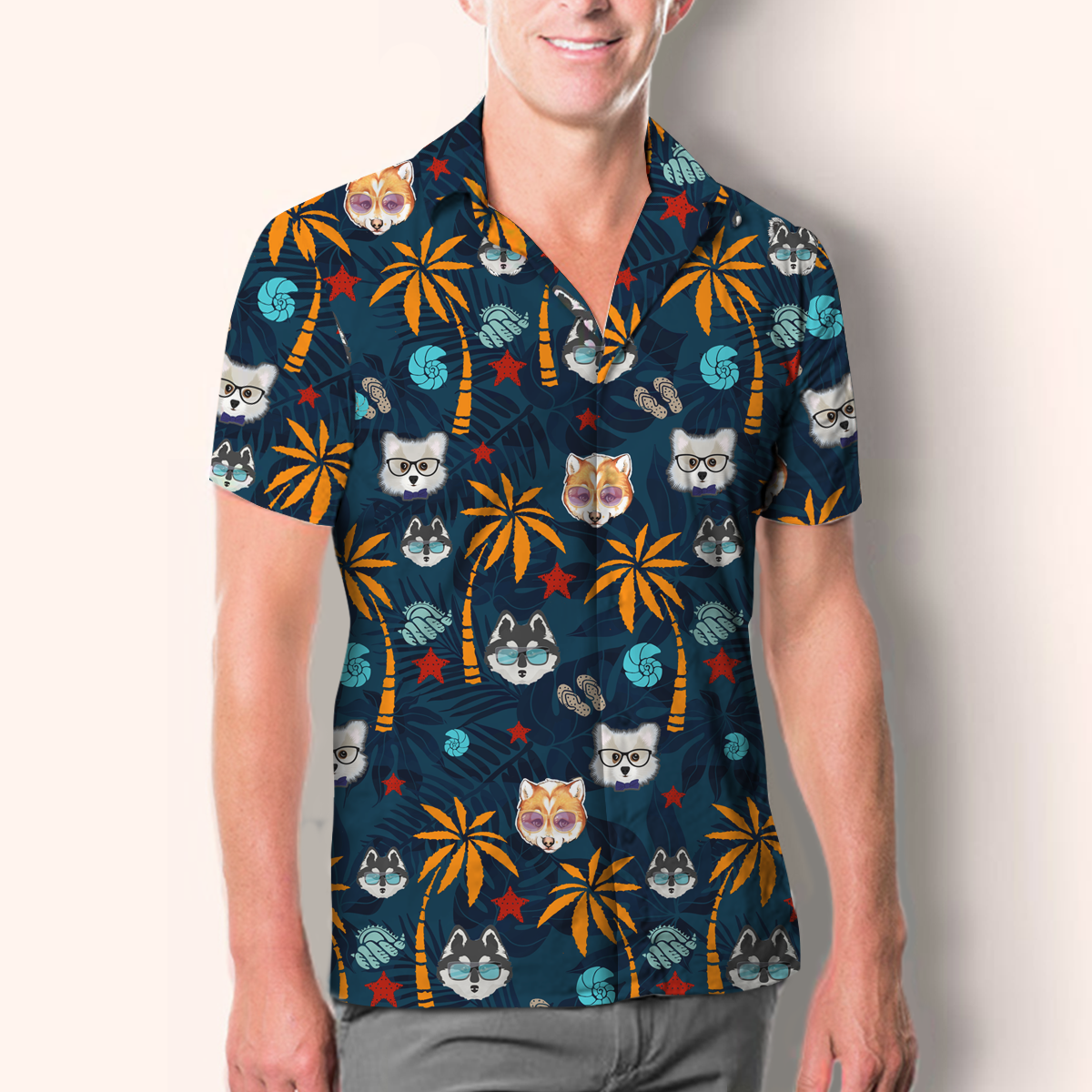 Aloha Hawaiian Pomsky Shirt