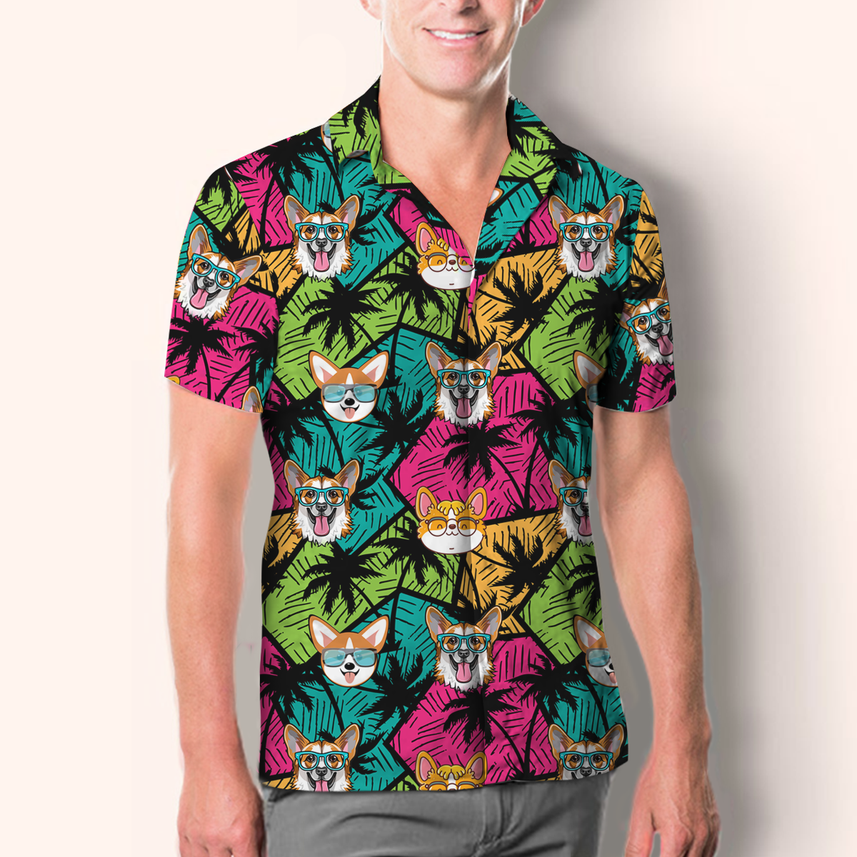 Aloha Hawaiian Welsh Corgi Shirt