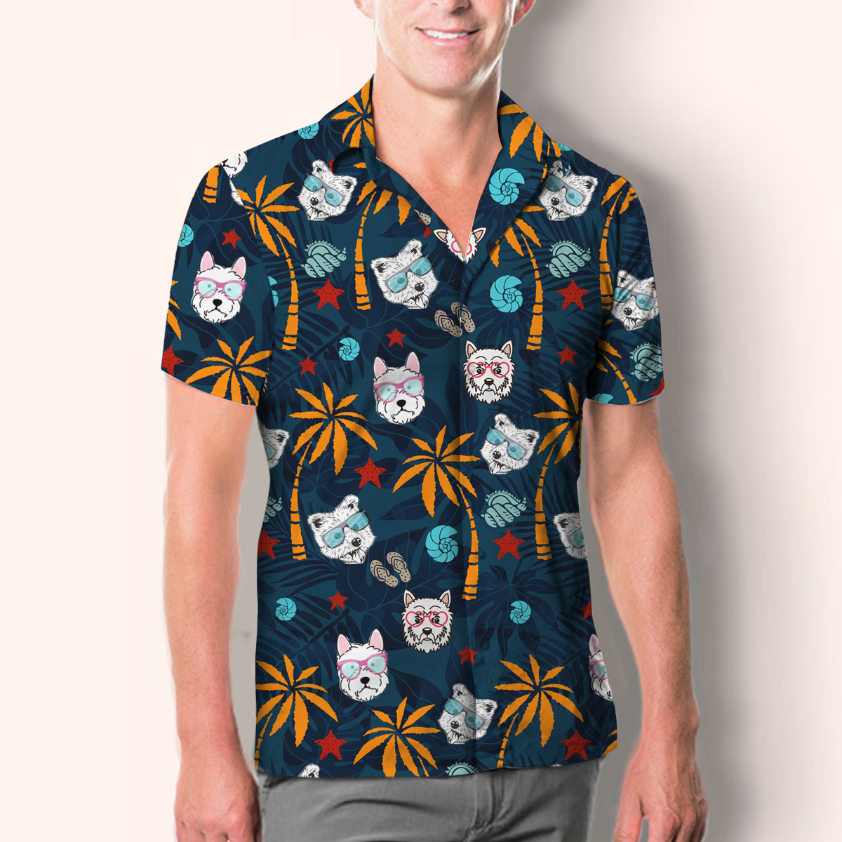 Aloha Hawaiian West Highland White Terrier Shirt