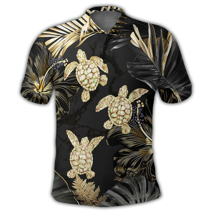 Hawaiian - Golden Tropical Turtle Polo Shirt AH