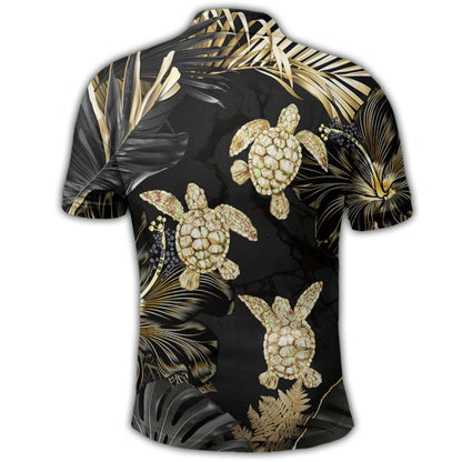 Hawaiian - Golden Tropical Turtle Polo Shirt AH