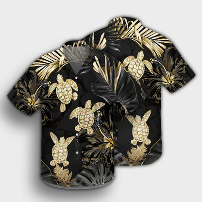 Hawaiian - Golden Tropical Turtle Hawaiian Shirt AH