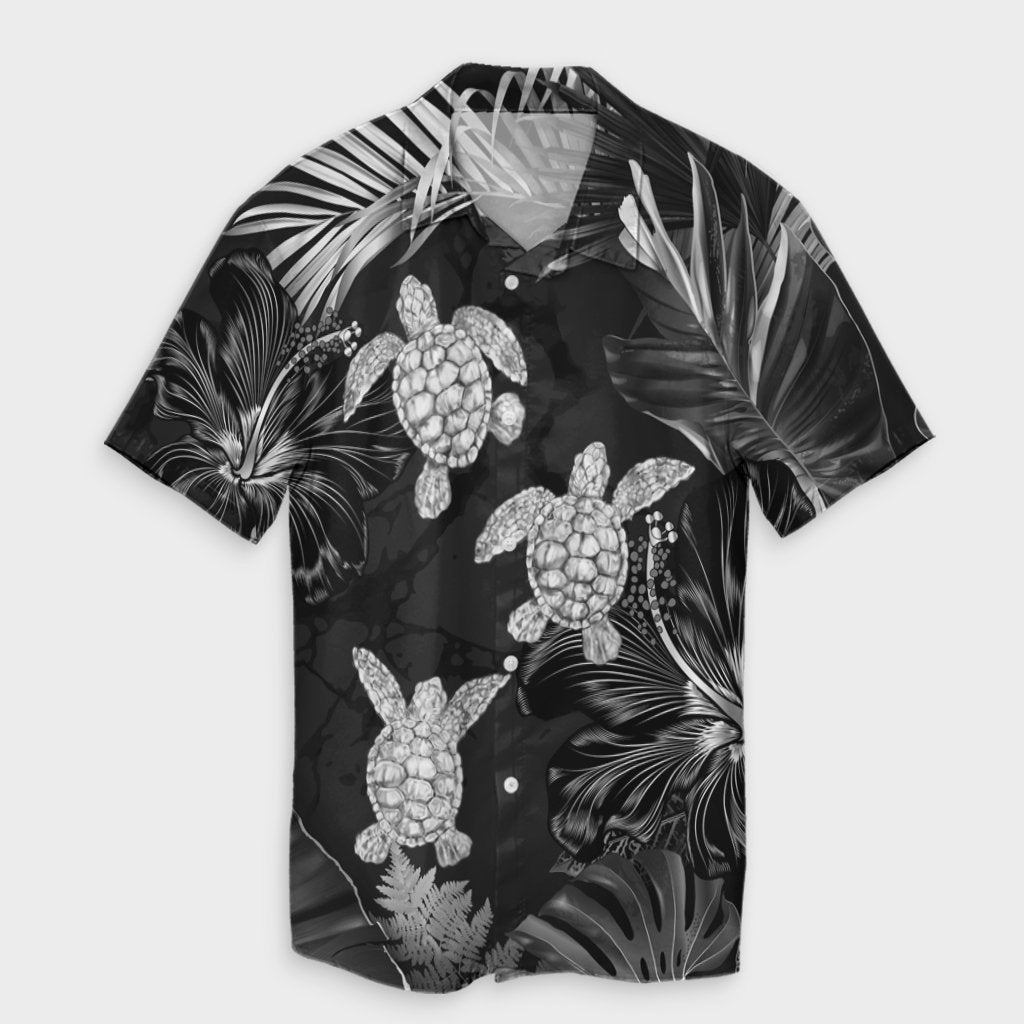 Hawaiian - Silver Tropical Turtle Hawaiian Shirt AH