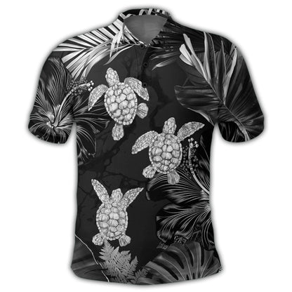 Hawaiian - Silver Tropical Turtle Polo Shirt AH