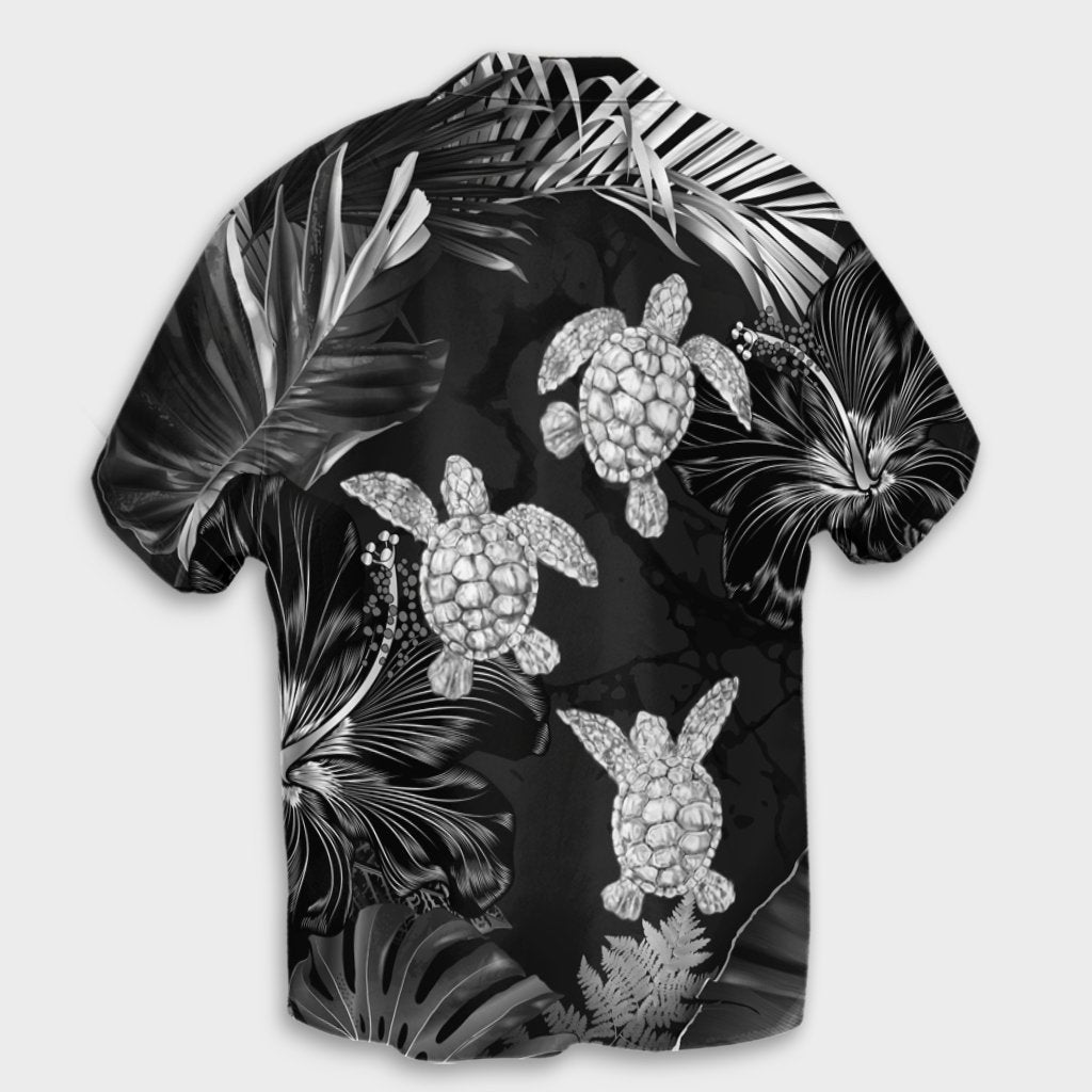 Hawaiian - Silver Tropical Turtle Hawaiian Shirt AH