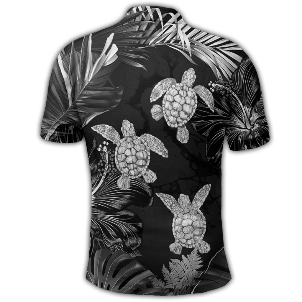 Hawaiian - Silver Tropical Turtle Polo Shirt AH