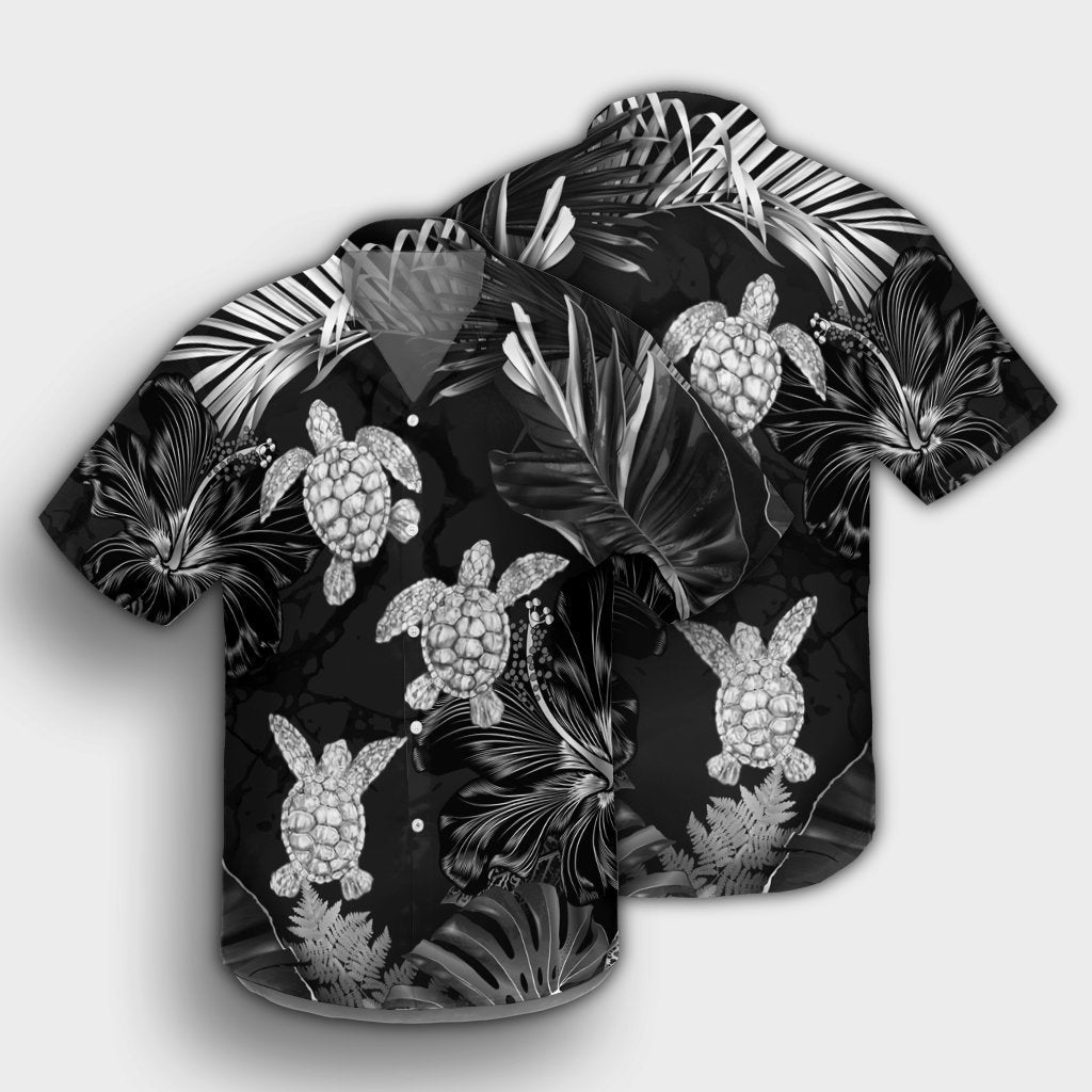 Hawaiian - Silver Tropical Turtle Hawaiian Shirt AH