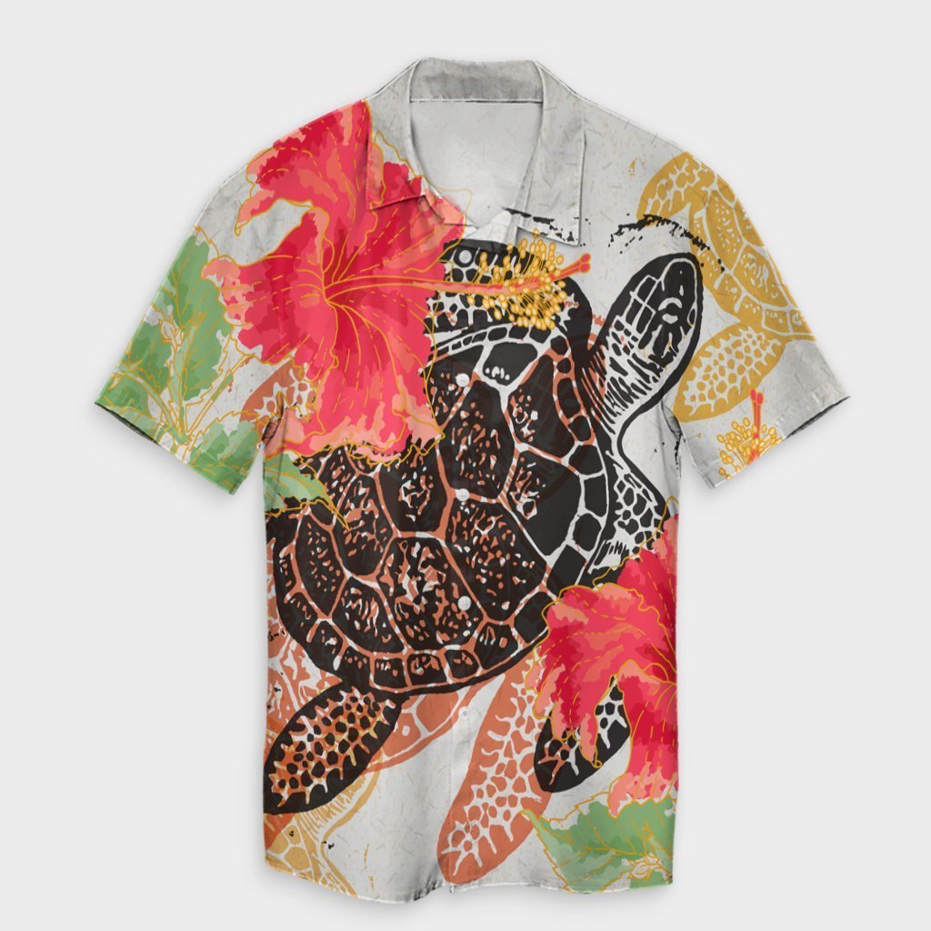 Hawaiian - Hawaii Turtle Art Hibiscus Hawaiian Shirt - AH