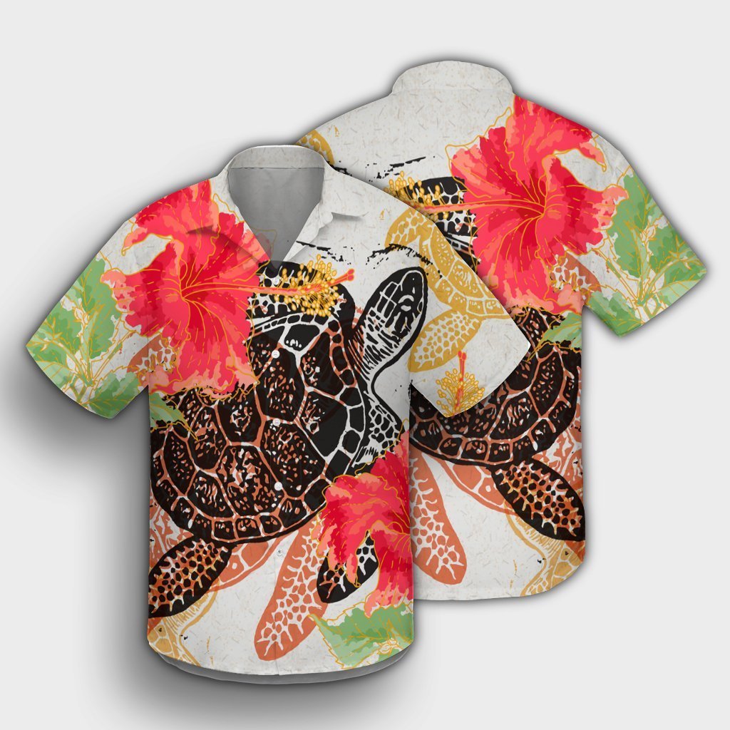 Hawaiian - Hawaii Turtle Art Hibiscus Hawaiian Shirt - AH