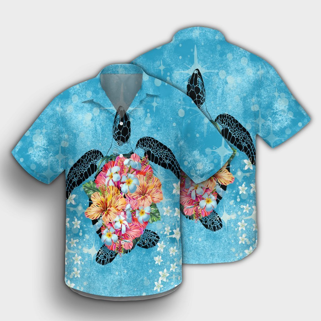 Hawaiian - Hawaii Turtle Hibiscus Plumeria Hawaiian Shirt - AH