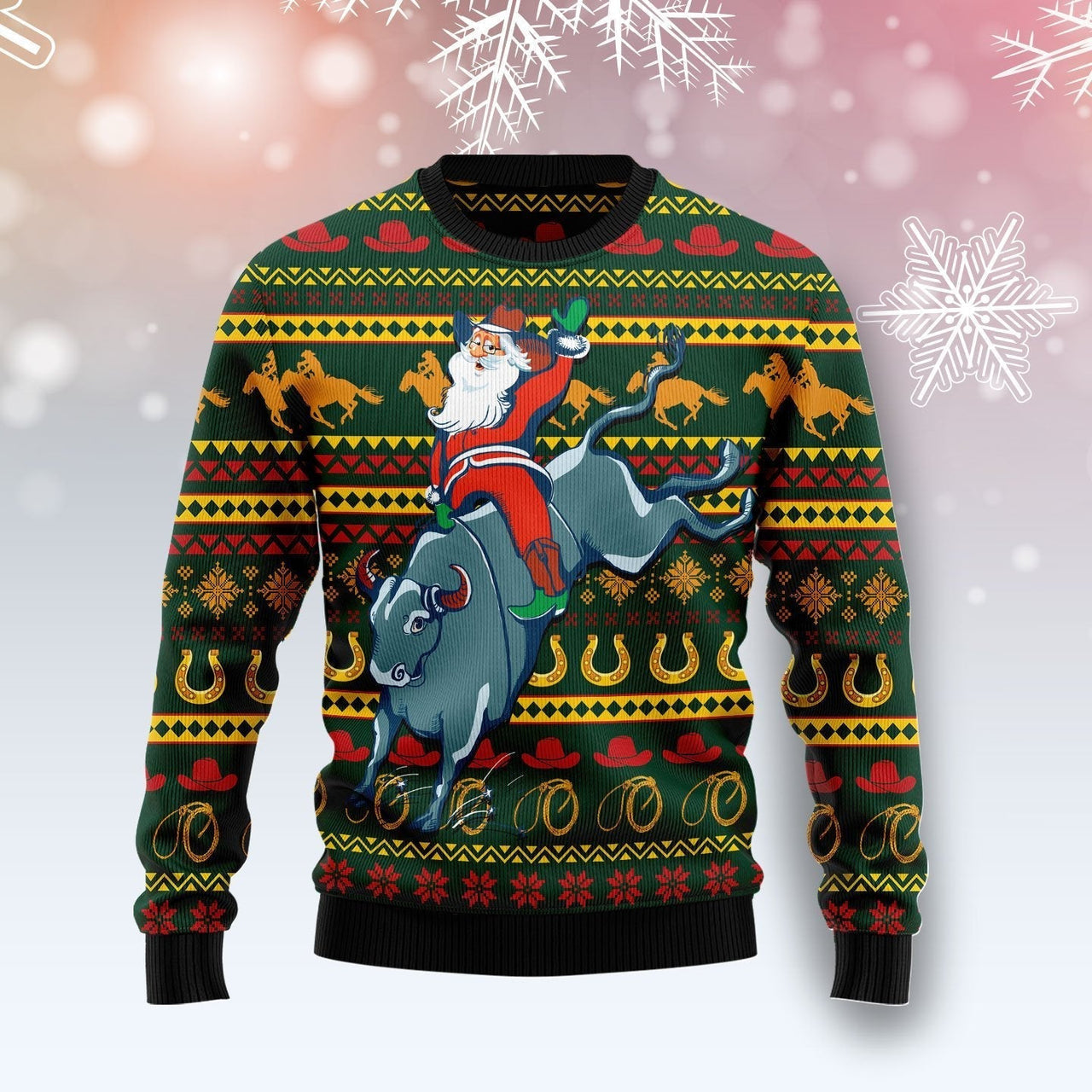 Amazing Cowboy Santa Claus Ugly Christmas Sweater 