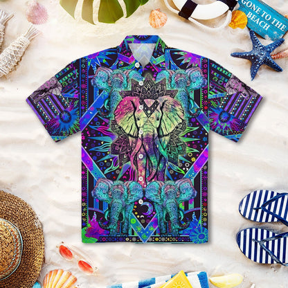 OragonTee Hippie Mandala Elephant Hawaiian Shirt | Unisex | Full Size | Adult | Colorful | HW3492