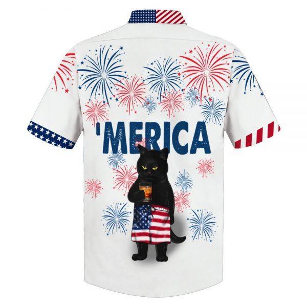 American Black Cat Drink Bourbon Hawaiian Shirt | For Men & Women | Adult | HW7119