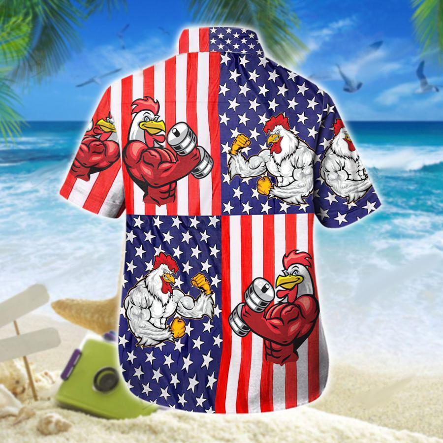 American Flag Chicken Rooster Fight Hawaiian Shirt | For Men & Women | Adult | HW7556