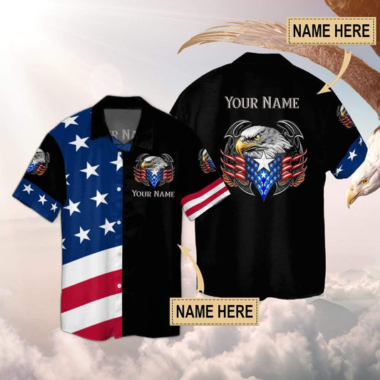 Amazing Eagle with American Flag Hawaiian Aloha Shirts #Va