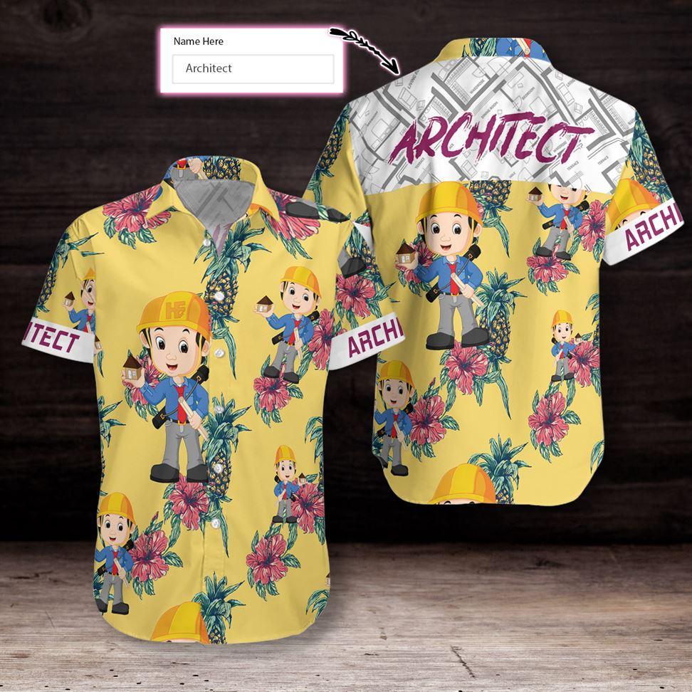 Architect Pineapple Seamless Pattern Custom Hawaiian Shirt