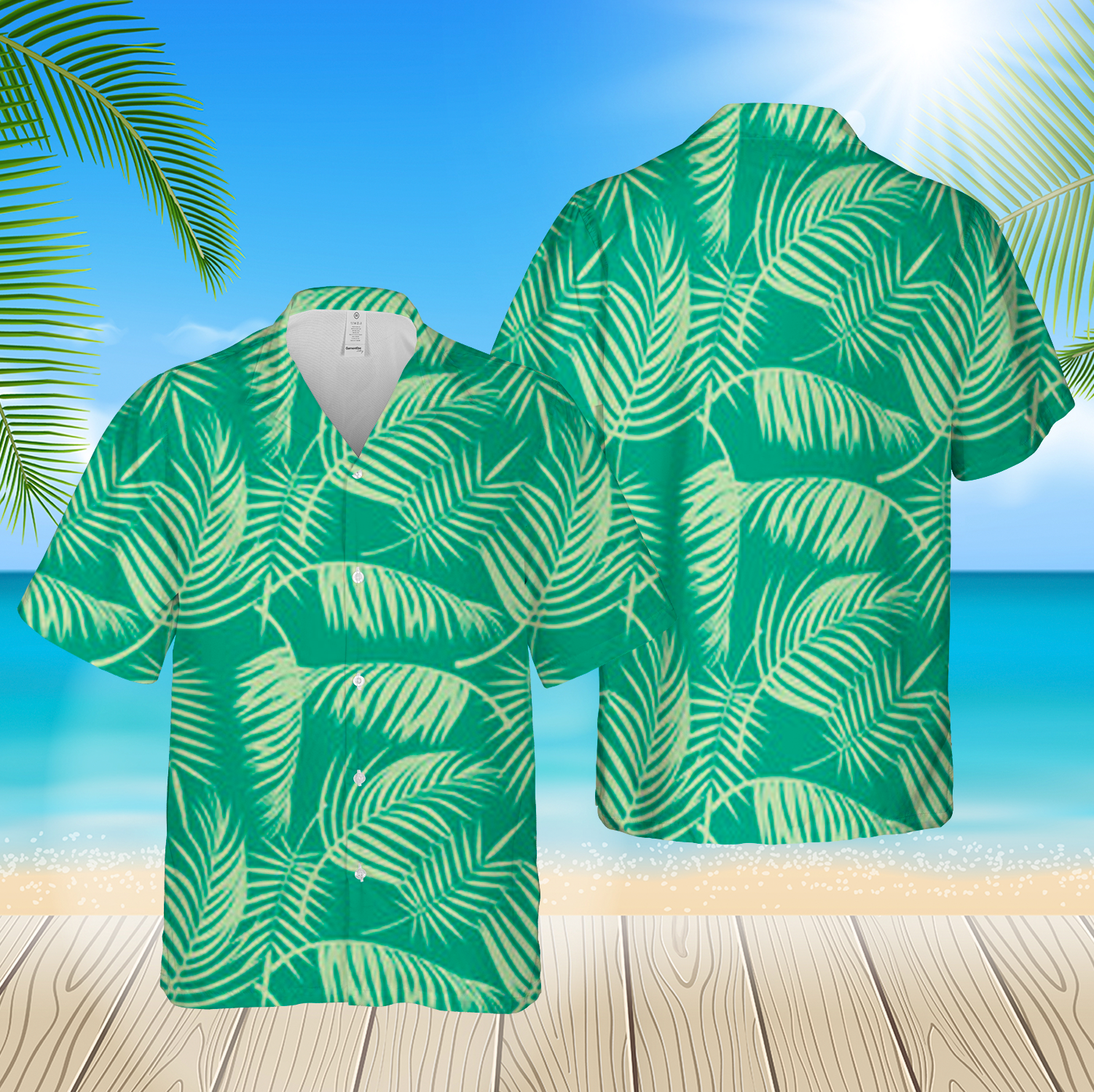 Beach Seamless Pattern With Tropical Palm Green 3D Hawaii Shirt Hawaii