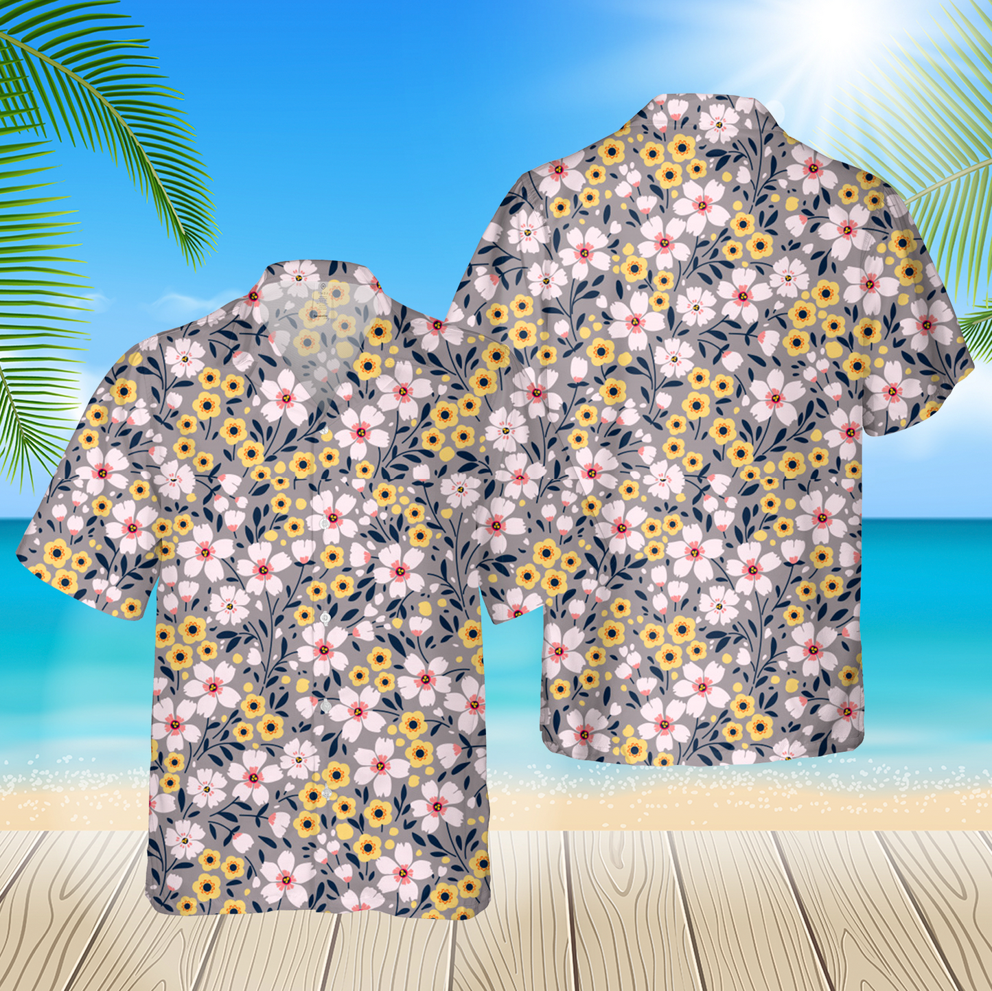 Small Colorful Flowers 3D Hawaii Shirt For Men