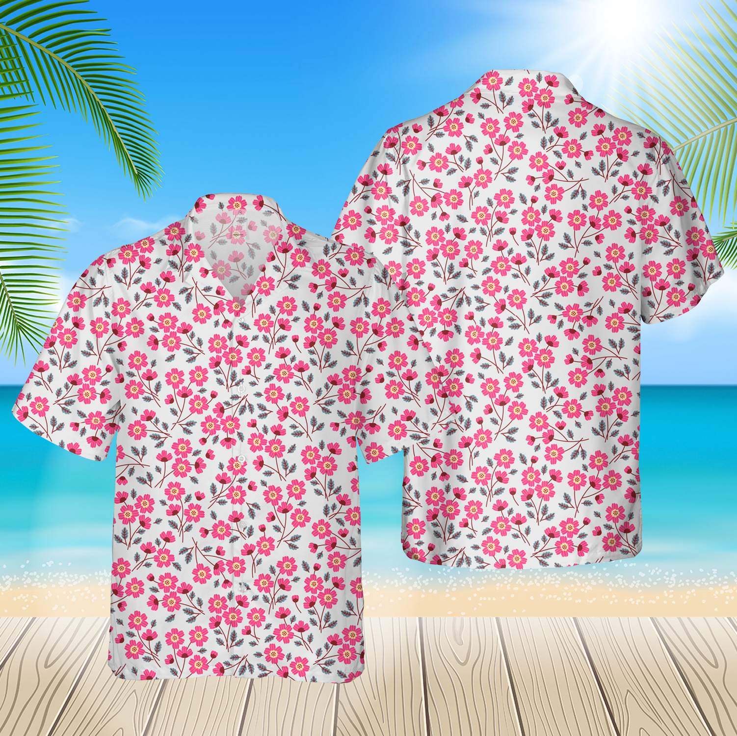 Small Pink Flowers 4 3D Hawaii Shirt For Men