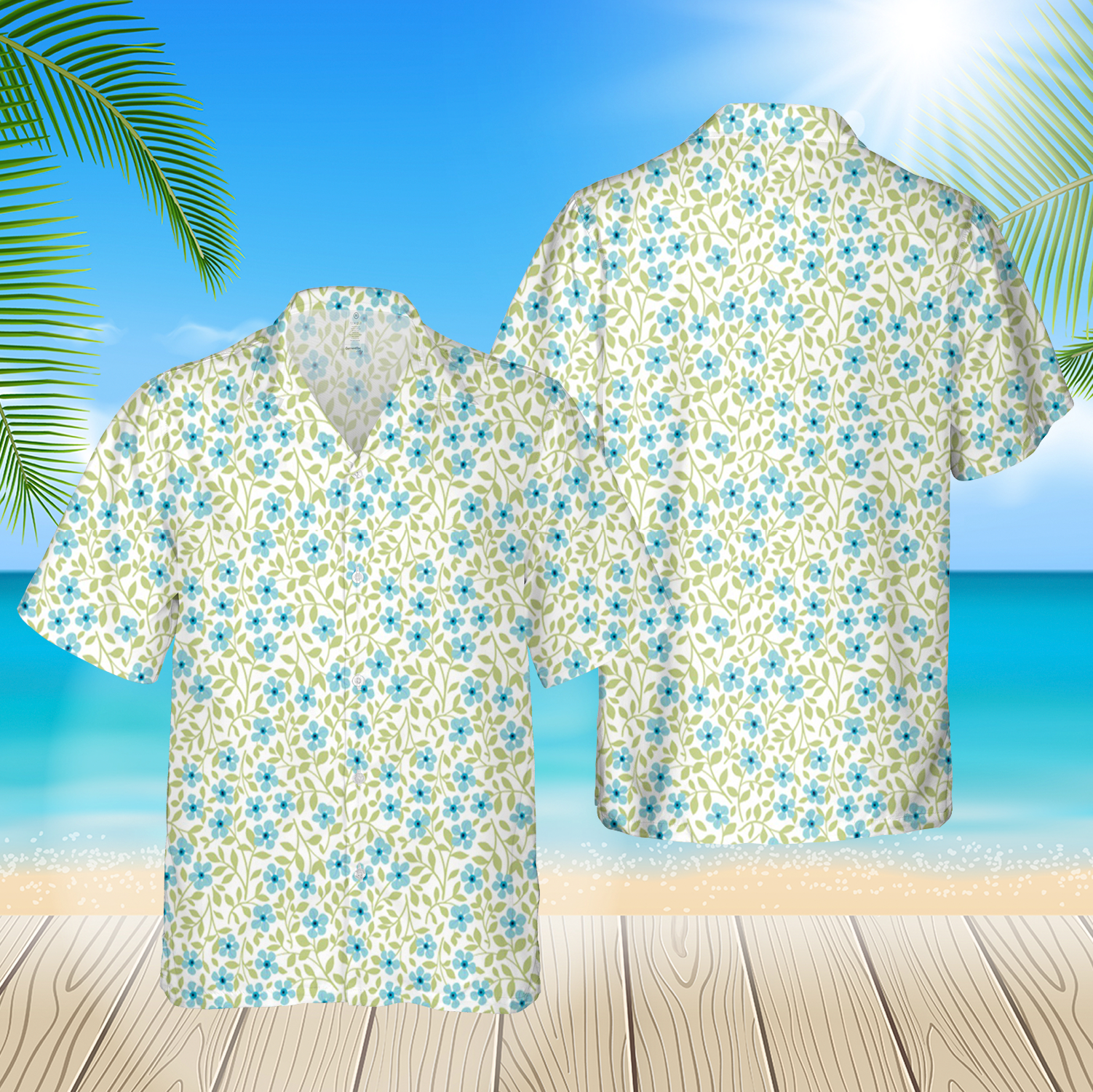 Beautiful Blue Navy Flower 3 3D Hawaii Shirt For Men Hawaii Shirt